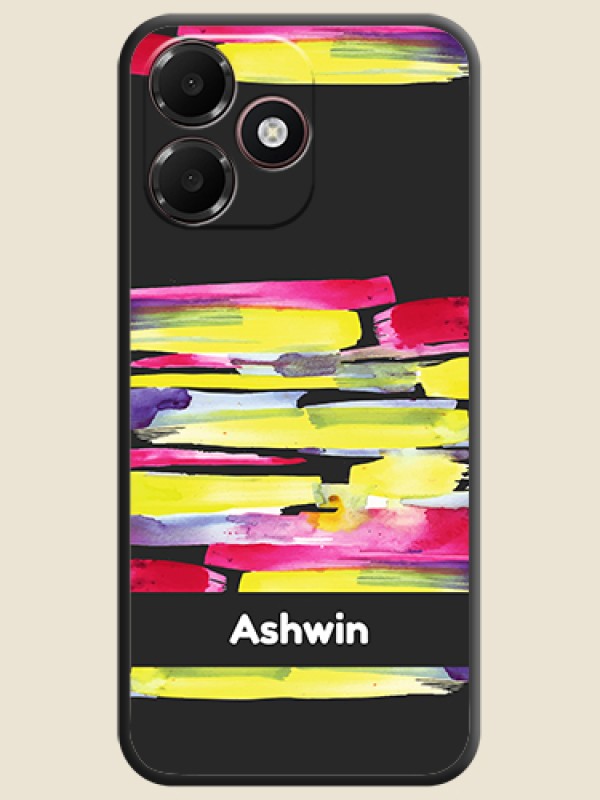 Brush Coloured On Space Black Custom Soft Matte Mobile Back Cover - Oppo A6c 4G