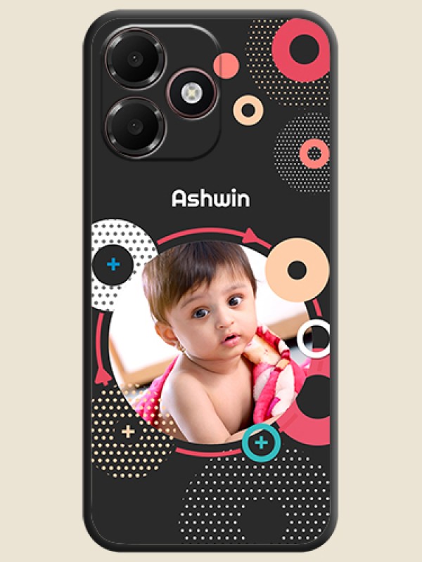 Multicoloured Round Image On Space Black Custom Soft Matte Mobile Back Cover - Oppo A6c 4G