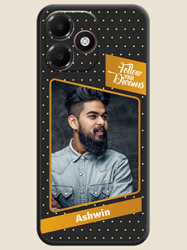 Follow Your Dreams with White Dots On Space Black Custom Soft Matte Mobile Back Cover - Oppo A6c 4G