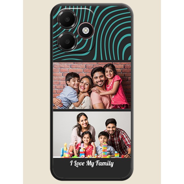Wave Pattern with 2 Image Holder On Space Black Custom Soft Matte Mobile Back Cover - Oppo A6c 4G Wave Pattern with 2 Image Holder On Space Black Custom Soft Matte Mobile Back Cover - Oppo A6c 4G