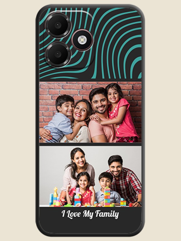 Wave Pattern with 2 Image Holder On Space Black Custom Soft Matte Mobile Back Cover - Oppo A6c 4G