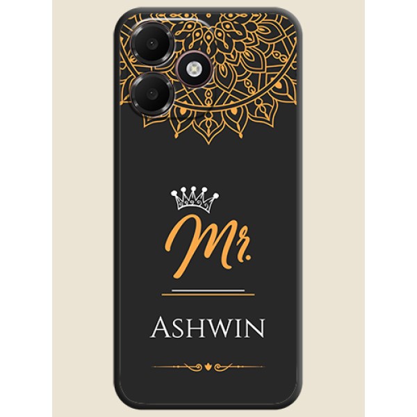 Mr Name with Floral Design On Space Black Custom Soft Matte Mobile Back Cover - Oppo A6c 4G Mr Name with Floral Design On Space Black Custom Soft Matte Mobile Back Cover - Oppo A6c 4G