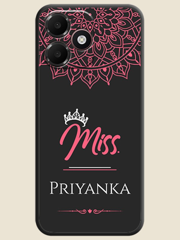 Mrs Name with Floral Design On Space Black Custom Soft Matte Mobile Back Cover - Oppo A6c 4G