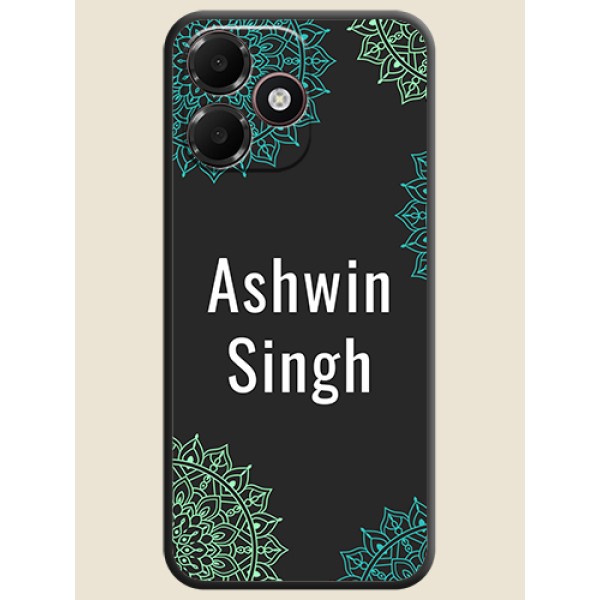 Your Name with Floral Design On Space Black Custom Soft Matte Mobile Back Cover - Oppo A6c 4G Your Name with Floral Design On Space Black Custom Soft Matte Mobile Back Cover - Oppo A6c 4G