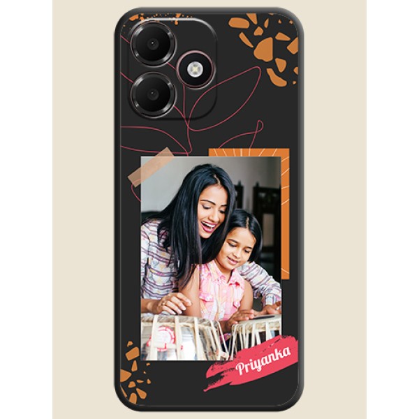 Orange Photo Frame On Space Black Custom Soft Matte Mobile Back Cover - Oppo A6c 4G
