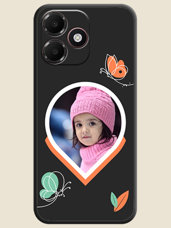 Upload Pic With Simple Butterly Design On Space Black Custom Soft Matte Mobile Back Cover - Oppo A6c 4G