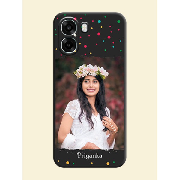 Multicolor Dotted Pattern with Text On Space Black Custom Soft Matte Mobile Back Cover - Oppo A6s 5G