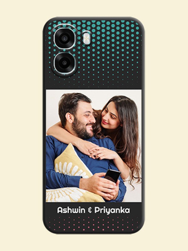 Faded Dots with Grunge Photo Frame and Text On Space Black Custom Soft Matte Mobile Back Cover - Oppo A6s 5G