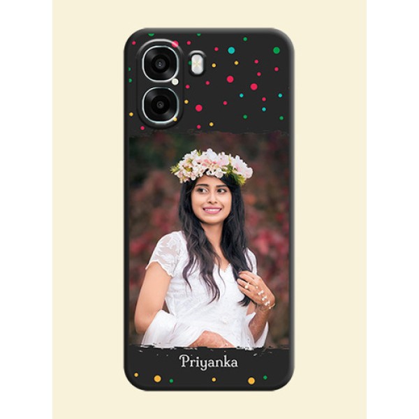 Multicolor Dotted Pattern with Text On Space Black Custom Soft Matte Mobile Back Cover - Oppo A6x 4G