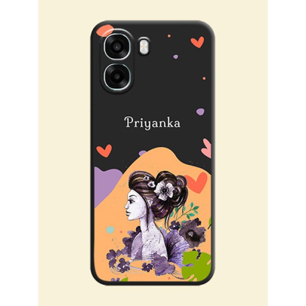 Namecase For Her With Fancy Lady Image On Space Black Custom Soft Matte Mobile Back Cover - Oppo A6x 4G Namecase For Her With Fancy Lady Image On Space Black Custom Soft Matte Mobile Back Cover - Oppo A6x 4G