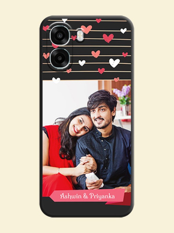 Love Pattern with Name on Pink Ribbon on Photo On Space Black Custom Soft Matte Mobile Back Cover - Oppo A6x 5G