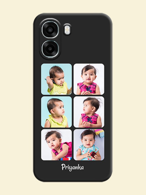 Floral Art with 6 Image Holder on Photo On Space Black Custom Soft Matte Mobile Back Cover - Oppo A6x 5G