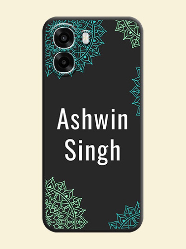 Your Name with Floral Design On Space Black Custom Soft Matte Mobile Back Cover - Oppo A6x 5G