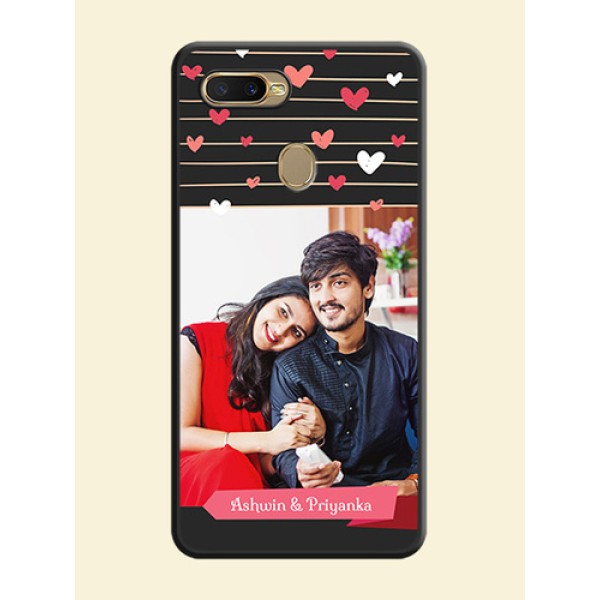Love Pattern with Name on Pink Ribbon on Photo on Space Black Soft Matte Back Cover - Oppo A7