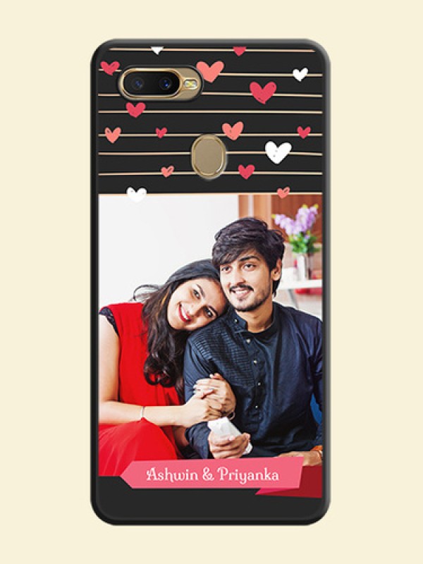 Love Pattern with Name on Pink Ribbon on Photo on Space Black Soft Matte Back Cover - Oppo A7