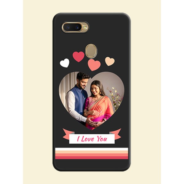 Love Shaped Photo with Colorful Stripes on Personalised Space Black Soft Matte Cases - Oppo A7