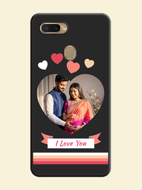Love Shaped Photo with Colorful Stripes on Personalised Space Black Soft Matte Cases - Oppo A7
