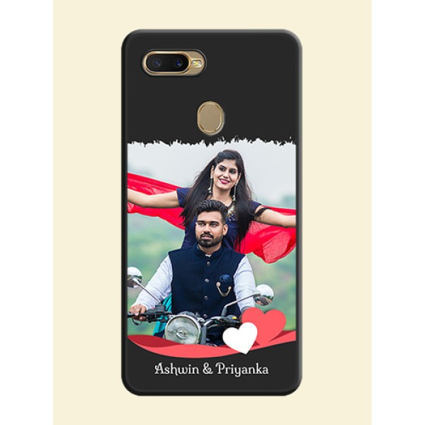 Pin Color Love Shaped Ribbon Design with Text on Space Black Custom Soft Matte Phone Back Cover - Oppo A7 Pin Color Love Shaped Ribbon Design with Text on Space Black Custom Soft Matte Phone Back Cover - Oppo A7
