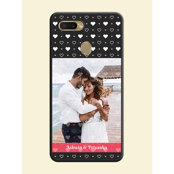 White Color Love Symbols with Text Design on Photo on Space Black Soft Matte Phone Cover - Oppo A7 White Color Love Symbols with Text Design on Photo on Space Black Soft Matte Phone Cover - Oppo A7