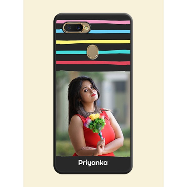 Multicolor Lines with Image on Space Black Personalized Soft Matte Phone Covers - Oppo A7 Multicolor Lines with Image on Space Black Personalized Soft Matte Phone Covers - Oppo A7
