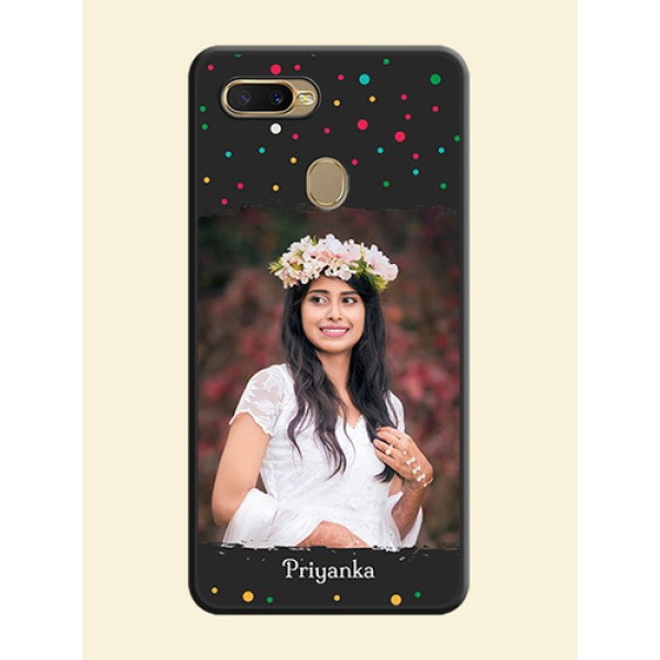 Multicolor Dotted Pattern with Text on Space Black Custom Soft Matte Phone Back Cover - Oppo A7 Multicolor Dotted Pattern with Text on Space Black Custom Soft Matte Phone Back Cover - Oppo A7