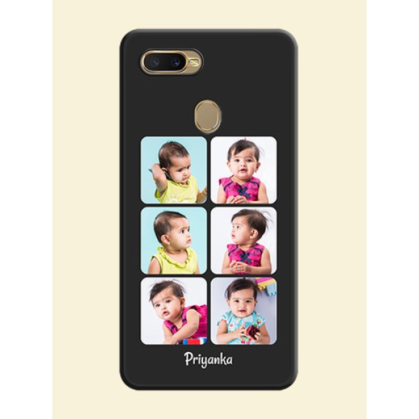 Floral Art with 6 Image Holder on Photo on Space Black Soft Matte Mobile Case - Oppo A7