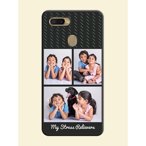 Cross Dotted Pattern with 2 Image Holder on Personalised Space Black Soft Matte Cases - Oppo A7 Cross Dotted Pattern with 2 Image Holder on Personalised Space Black Soft Matte Cases - Oppo A7