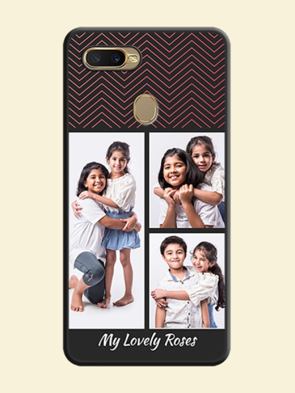 Wave Pattern with 3 Image Holder on Space Black Custom Soft Matte Back Cover - Oppo A7