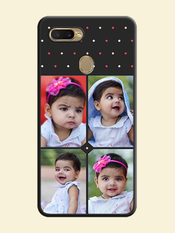 Multicolor Dotted Pattern with 4 Image Holder on Space Black Custom Soft Matte Phone Cases - Oppo A7