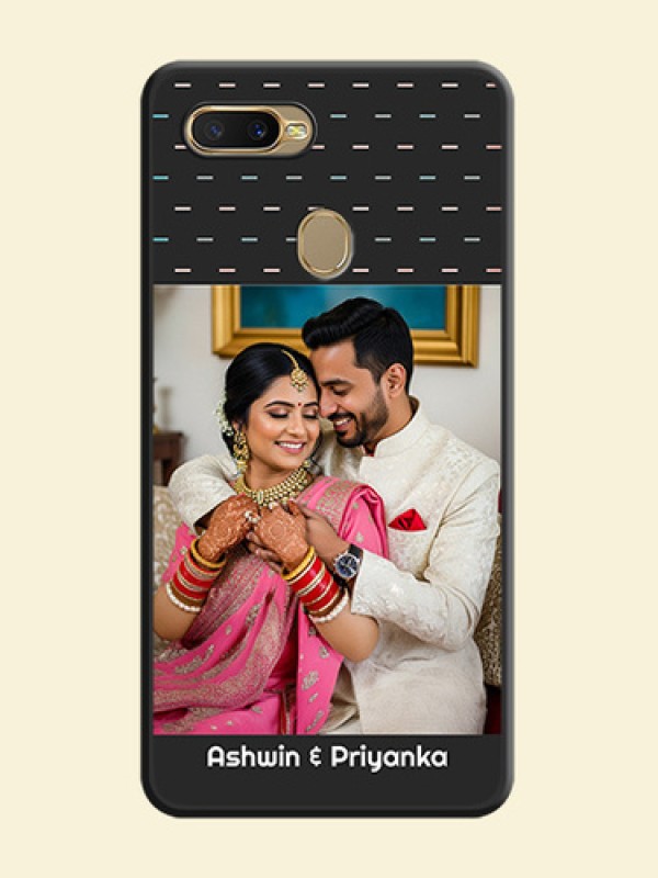 Line Pattern Design with Text on Space Black Custom Soft Matte Phone Back Cover - Oppo A7