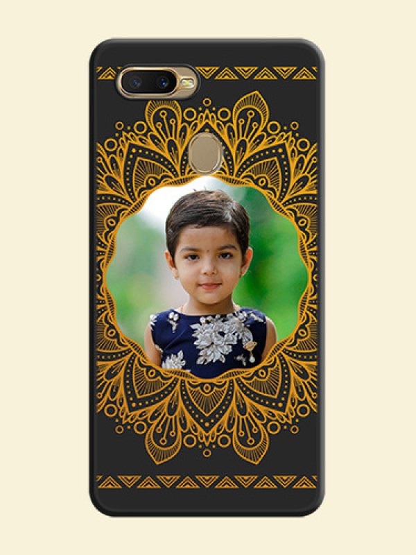 Round Image with Floral Design on Photo on Space Black Soft Matte Mobile Cover - Oppo A7