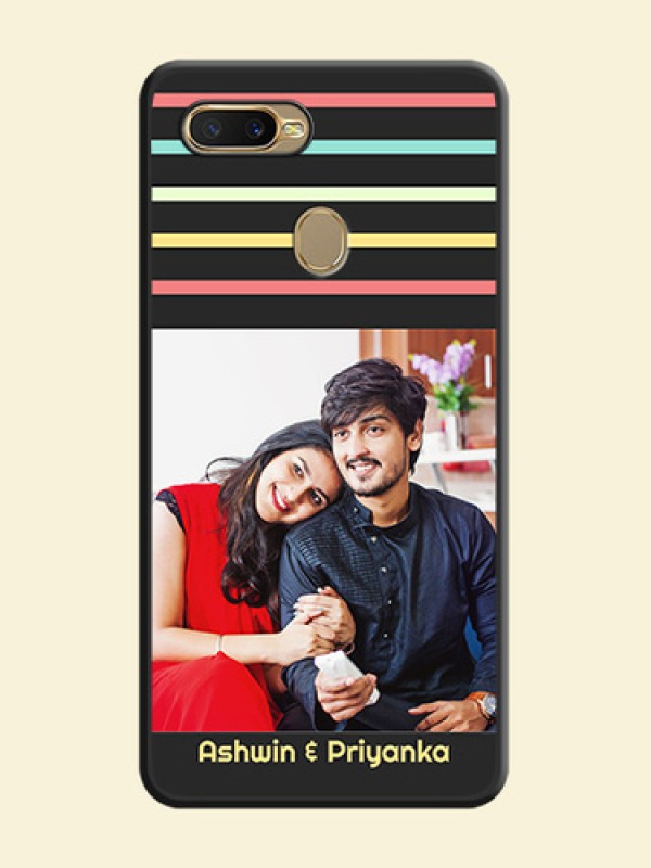 Color Stripes with Photo and Text on Photo on Space Black Soft Matte Mobile Case - Oppo A7