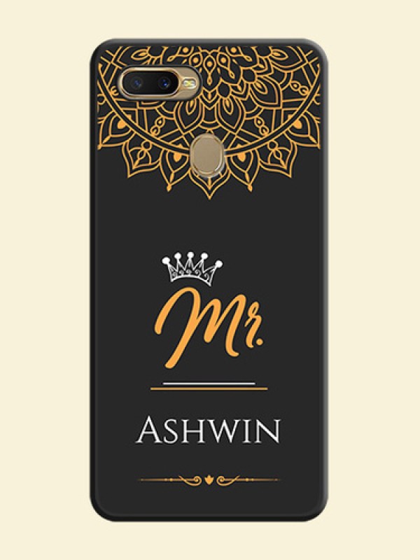 Mr Name with Floral Design on Personalised Space Black Soft Matte Cases - Oppo A7