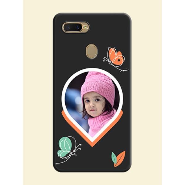 Upload Pic With Simple Butterly Design On Space Black Personalized Soft Matte Phone Covers -Oppo A7 Upload Pic With Simple Butterly Design On Space Black Personalized Soft Matte Phone Covers -Oppo A7
