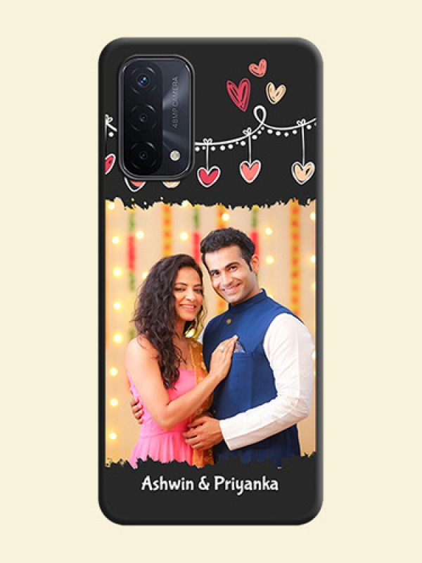 Pink Love Hangings with Name on Space Black Custom Soft Matte Phone Cases - Oppo A74 5G