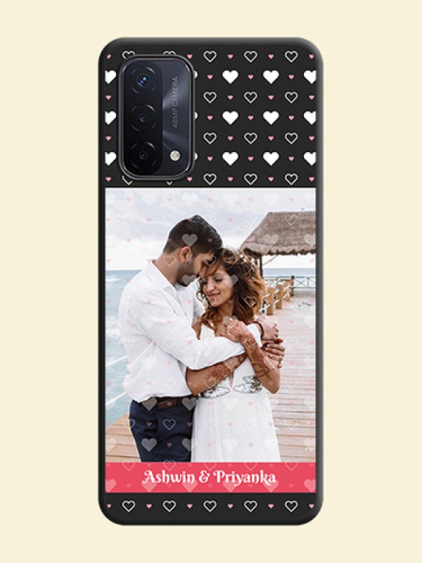 White Color Love Symbols with Text Design on Photo on Space Black Soft Matte Phone Cover - Oppo A74 5G