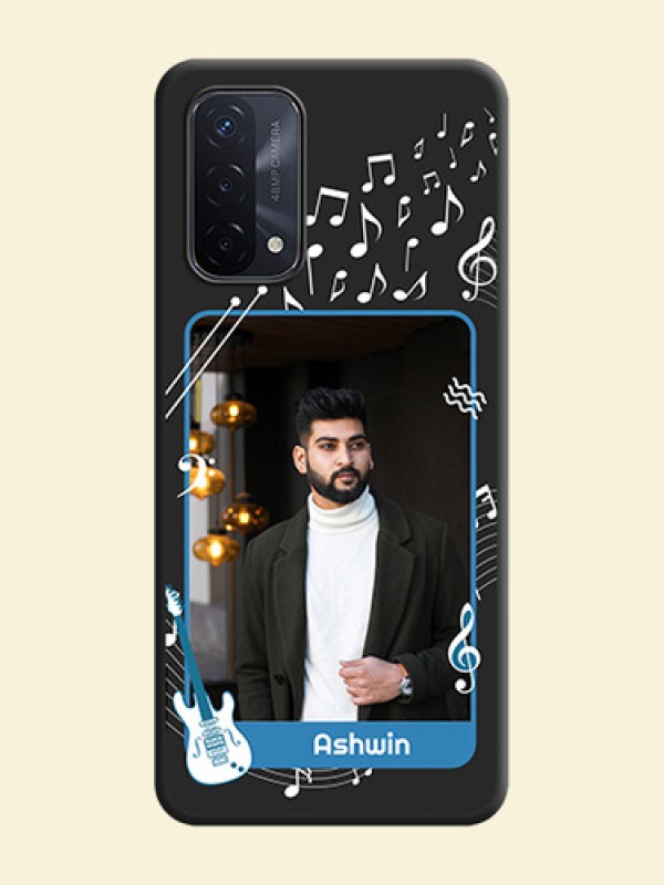 Musical Theme Design with Text on Photo on Space Black Soft Matte Mobile Case - Oppo A74 5G