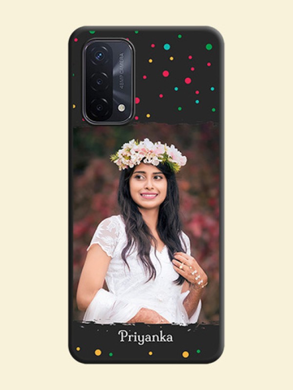 Multicolor Dotted Pattern with Text on Space Black Custom Soft Matte Phone Back Cover - Oppo A74 5G