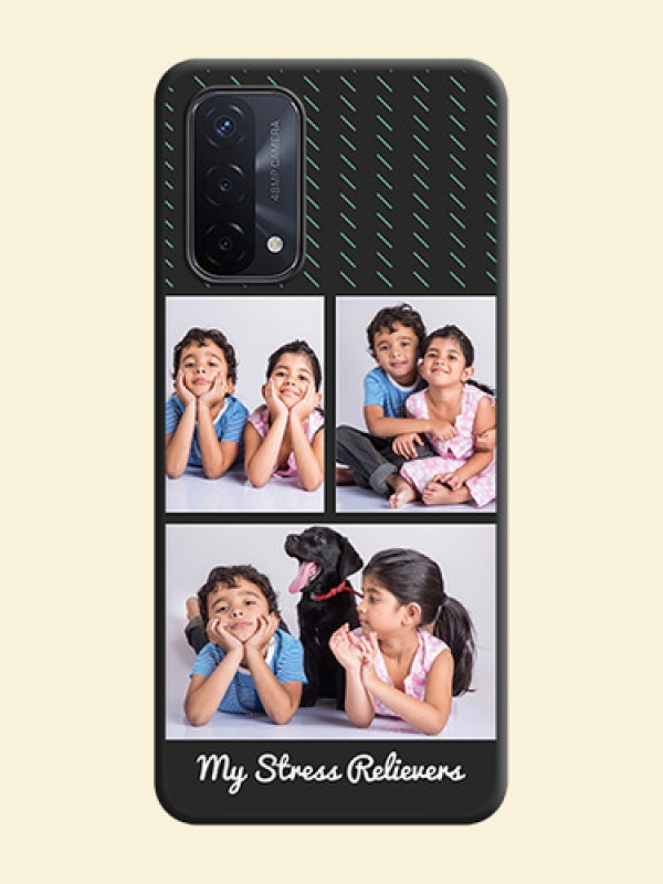 Cross Dotted Pattern with 2 Image Holder  on Personalised Space Black Soft Matte Cases - Oppo A74 5G