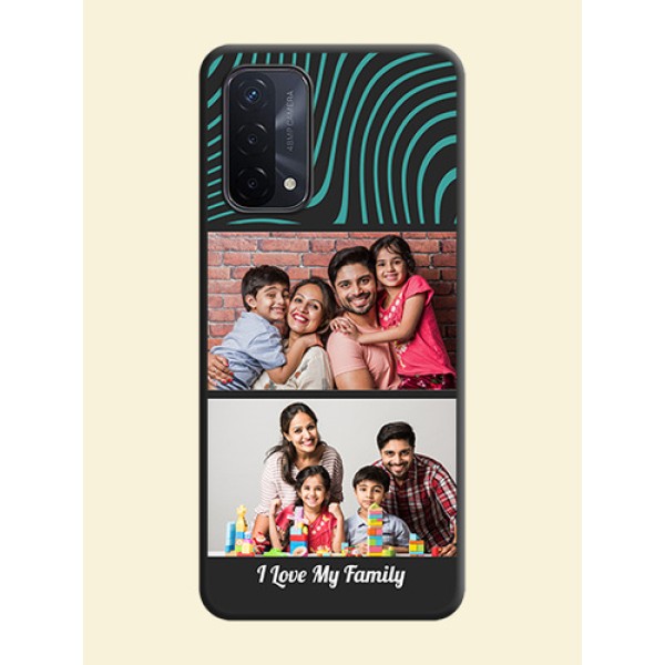 Wave Pattern with 2 Image Holder on Space Black Personalized Soft Matte Phone Covers - Oppo A74 5G Wave Pattern with 2 Image Holder on Space Black Personalized Soft Matte Phone Covers - Oppo A74 5G