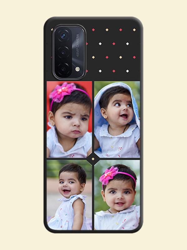 Multicolor Dotted Pattern with 4 Image Holder on Space Black Custom Soft Matte Phone Cases - Oppo A74 5G