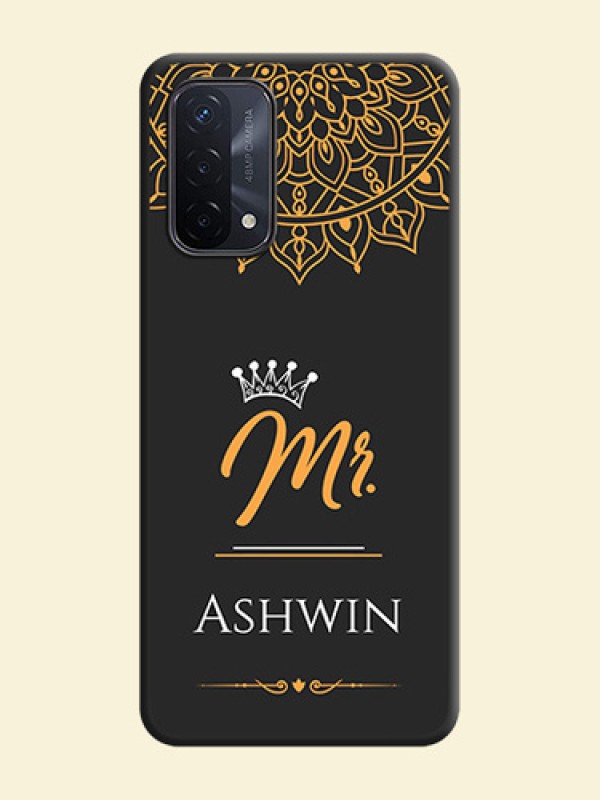 Mr Name with Floral Design  on Personalised Space Black Soft Matte Cases - Oppo A74 5G