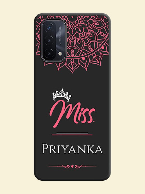 Mrs Name with Floral Design on Space Black Personalized Soft Matte Phone Covers - Oppo A74 5G