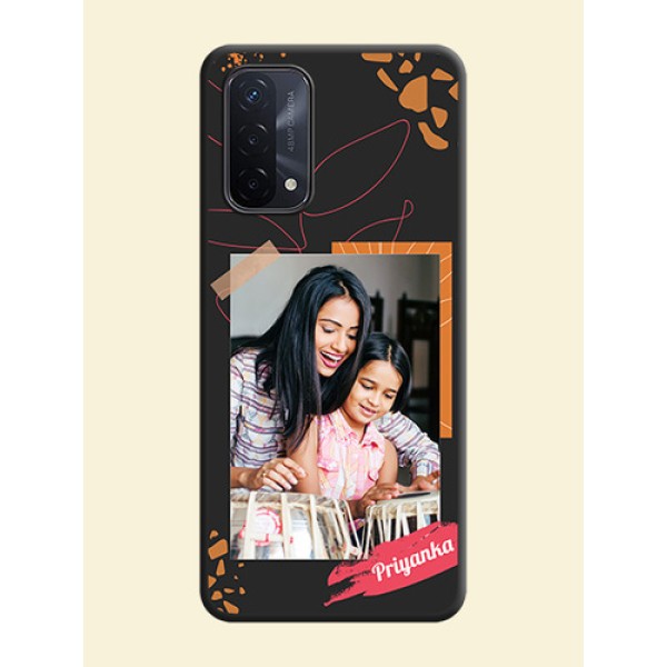 Orange Photo Frame on Space Black Custom Soft Matte Phone Back Cover - Oppo A74 5G Orange Photo Frame on Space Black Custom Soft Matte Phone Back Cover - Oppo A74 5G