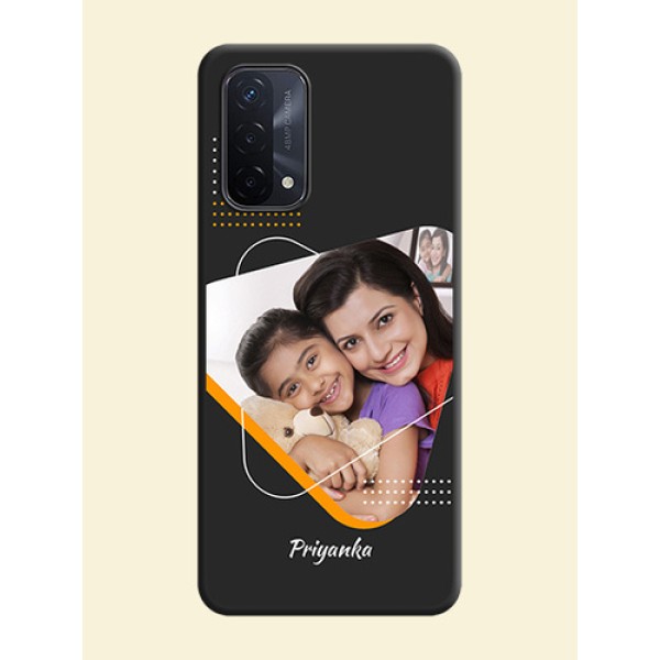 Yellow Triangle on Photo on Space Black Soft Matte Phone Cover - Oppo A74 5G Yellow Triangle on Photo on Space Black Soft Matte Phone Cover - Oppo A74 5G