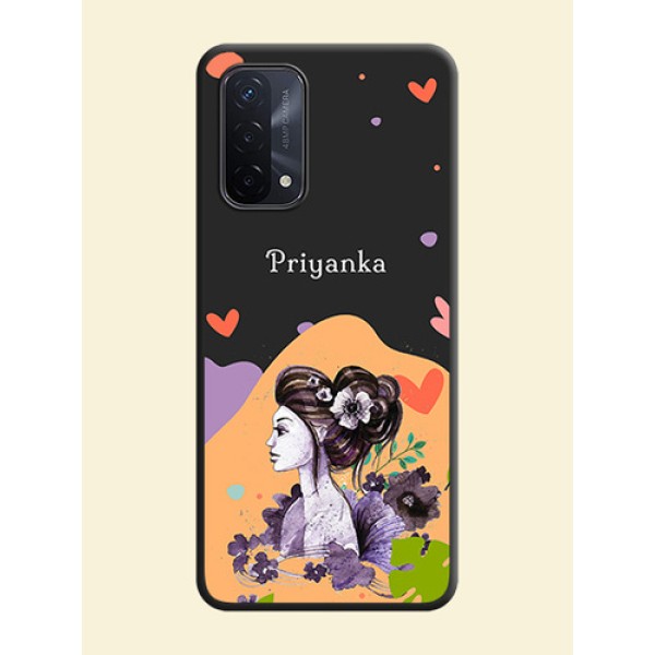 Namecase For Her With Fancy Lady Image On Space Black Personalized Soft Matte Phone Covers -Oppo A74 5G Namecase For Her With Fancy Lady Image On Space Black Personalized Soft Matte Phone Covers -Oppo A74 5G