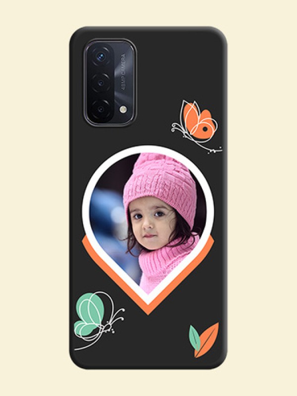 Upload Pic With Simple Butterly Design On Space Black Personalized Soft Matte Phone Covers -Oppo A74 5G