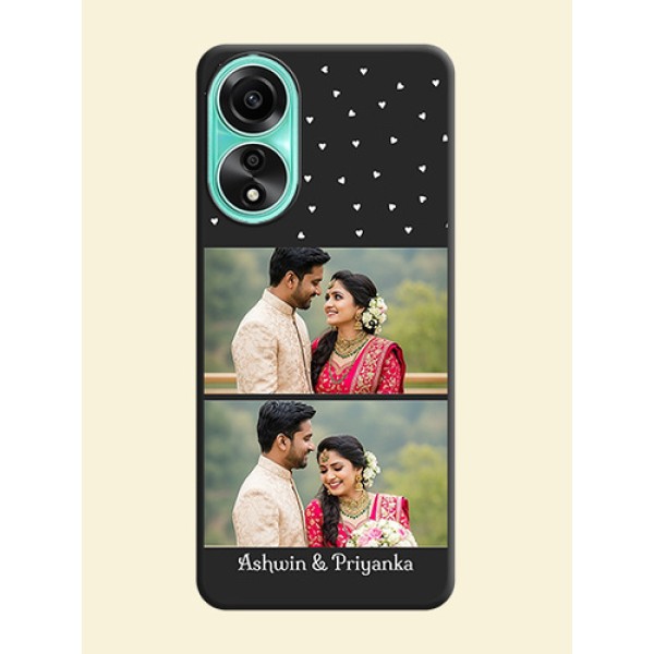 Miniature Love Symbols with Name on Space Black Custom Soft Matte Back Cover - Oppo A78 4G Miniature Love Symbols with Name on Space Black Custom Soft Matte Back Cover - Oppo A78 4G