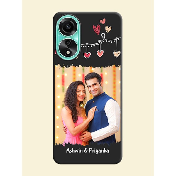Pink Love Hangings with Name on Space Black Custom Soft Matte Phone Cases - Oppo A78 4G Pink Love Hangings with Name on Space Black Custom Soft Matte Phone Cases - Oppo A78 4G
