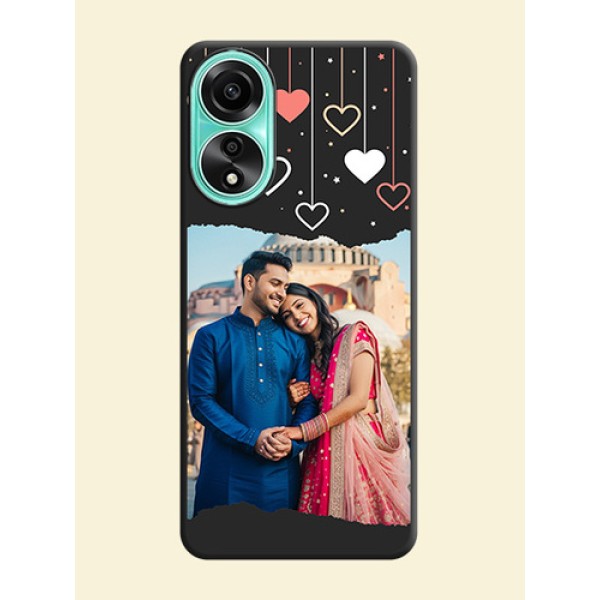 Love Hangings with Splash Wave Picture on Space Black Custom Soft Matte Phone Back Cover - Oppo A78 4G Love Hangings with Splash Wave Picture on Space Black Custom Soft Matte Phone Back Cover - Oppo A78 4G